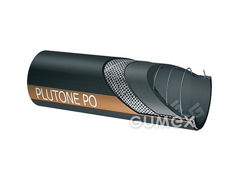 Tlakonasávacia hadica pre oleje PLUTONE PO, 25/35mm, 12bar/-1bar, PVC-NBR/PVC-NBR, oceĺová špirála, -30°C/+80°C, čierna
